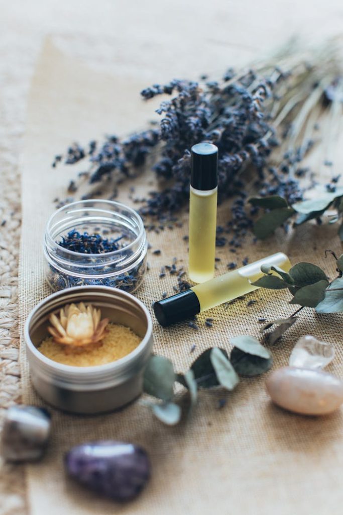 Elevate your relaxation with aromatherapy essentials featuring lavender and massage oils.